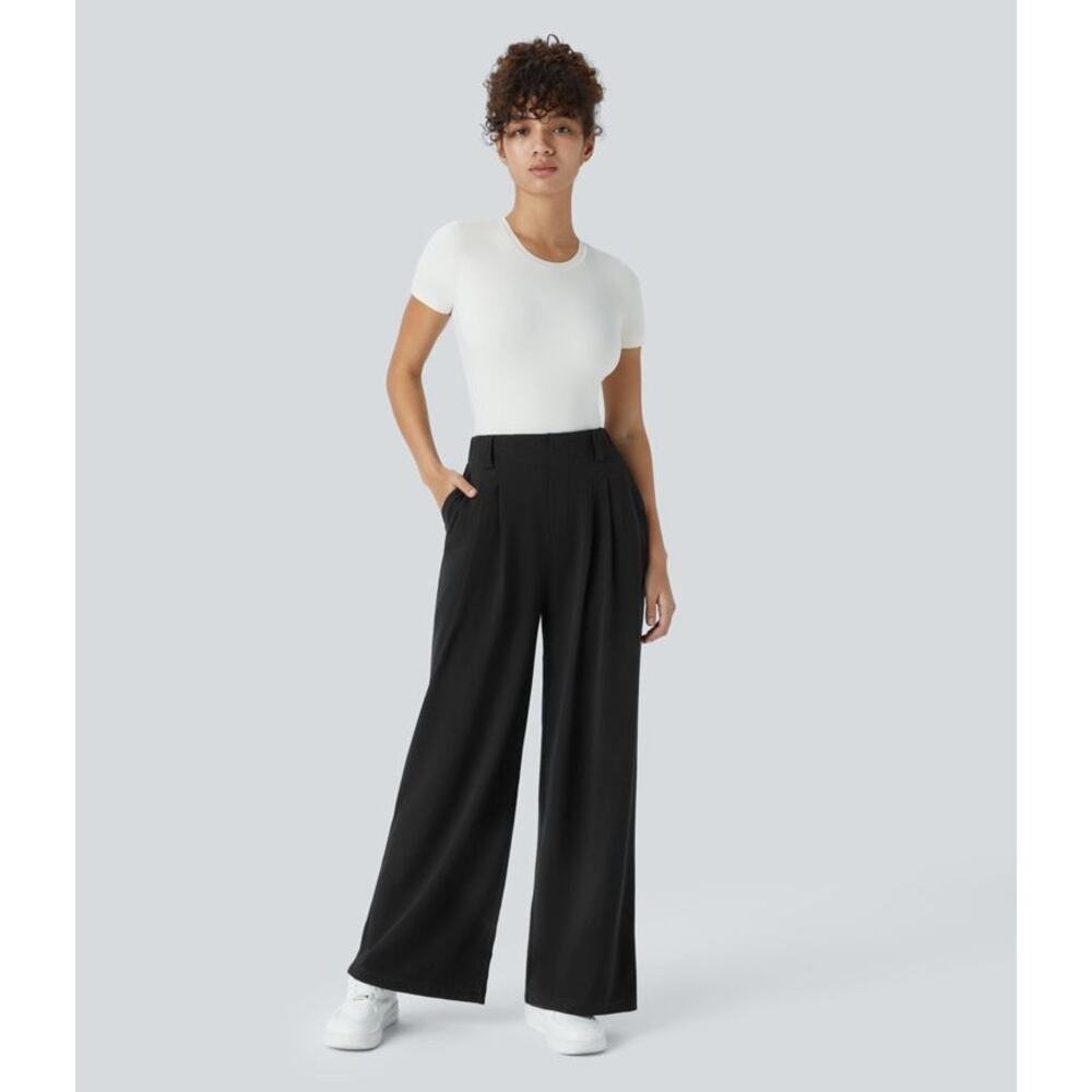 Halara Flex High Waisted Pocket Wide Leg Waffle Work Pants